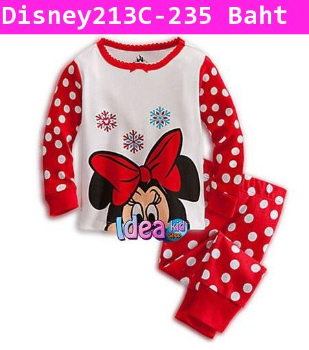 ชุดเสื้อกางเกง Minnie Winter สีแดงขาว