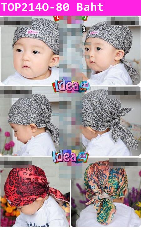 หมวกโพกหัวโจรสลัด TEDDY BALL สีขาวน้ำเงิน