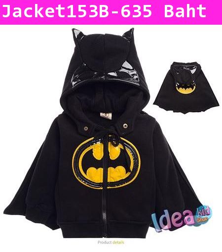 เสื้อกันหนาวขนนุ่ม Batman สีดำ