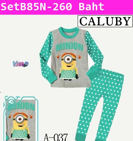 ชุดเสื้อกางเกง Minion Girl สีเขียว