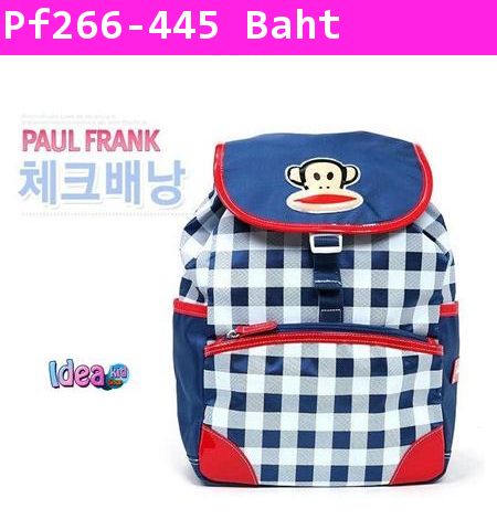 กระเป๋าเป้สะพายหลังลายตาราง Paul Frank สีน้ำเงิน