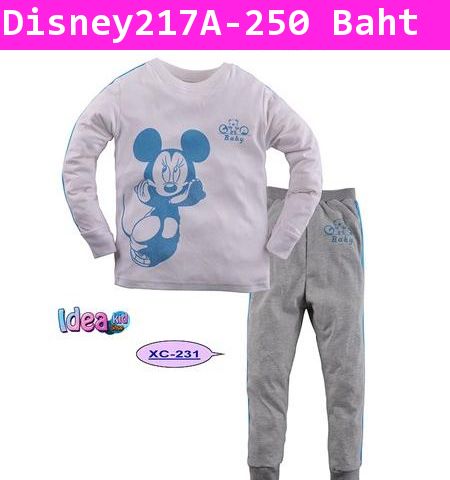 ชุดเสื้อกางเกง Mickey Sport สีฟ้า