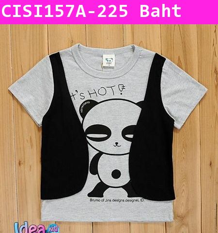 เสื้อยืด It's hot Panda สีเทา