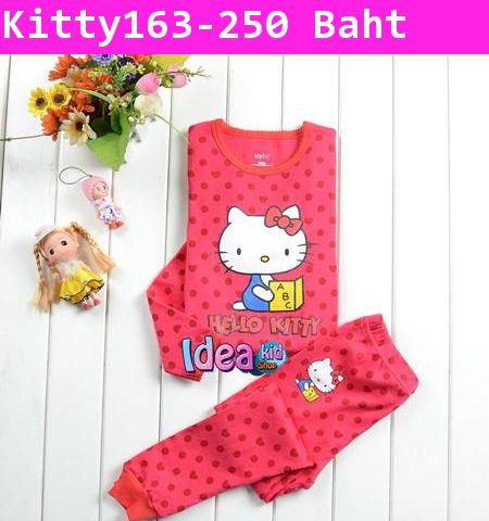 ชุดเสื้อกางเกง Hello Kitty Dot สีแดง