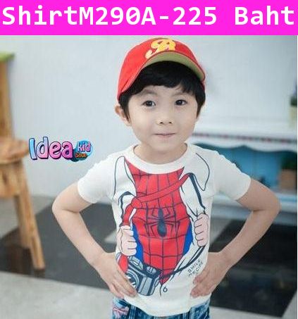 เสื้อยืด แปลงร่างเป็น Spiderman สีขาว