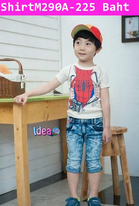 เสื้อยืด แปลงร่างเป็น Spiderman สีขาว