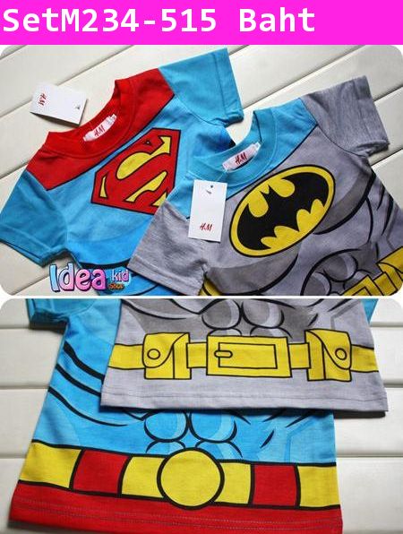 ชุดเสื้อกางเกง H&M SixPack Superman สีฟ้าแดง