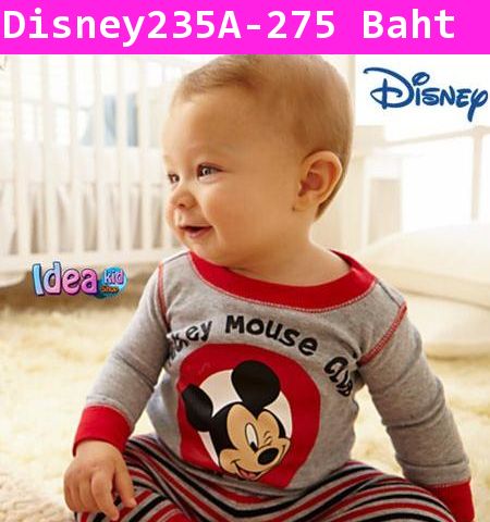 ชุดเสื้อกางเกง Mickey Club สีแดงเทา