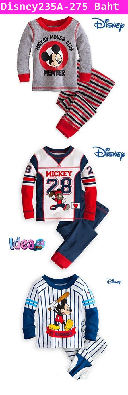 ชุดเสื้อกางเกง Mickey Club สีแดงเทา