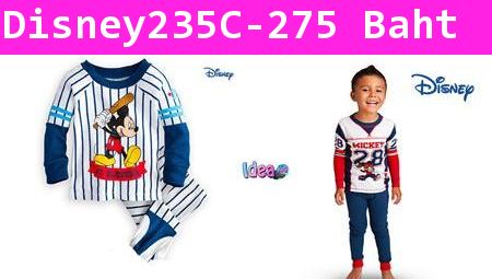 ชุดเสื้อกางเกง Mickey Baseball สีขาวน้ำเงิน