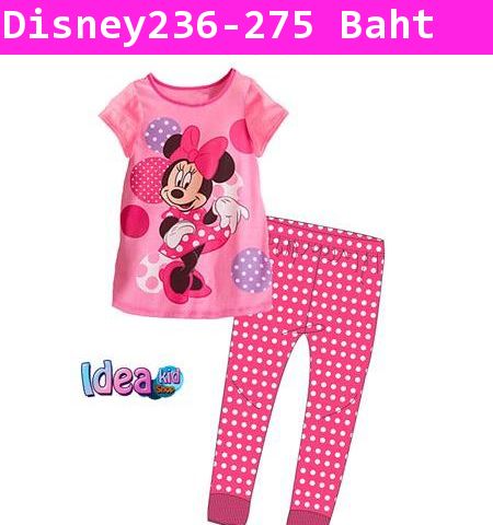 ชุดเสื้อกางเกง Minnie Bubble Coulor สีชมพู