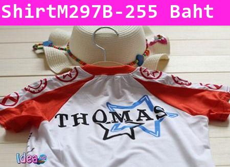 เสื้อยืด Mr.Thomas ลายพร้อย สีแดง