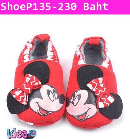 รองเท้าเด็กหัดเดิน Minnie โบว์ 3D สีแดง