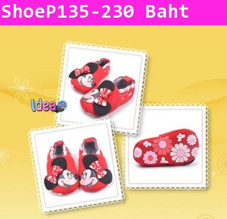 รองเท้าเด็กหัดเดิน Minnie โบว์ 3D สีแดง