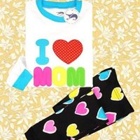 ชุดเสื้อกางเกงปักลาย-I-Love-Mom-สีขาว