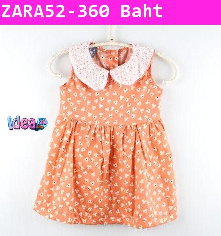 เดรส Zara Little Flower สีส้ม