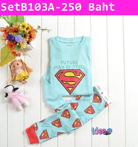 ชุดเสื้อกางเกง Superman สีฟ้า