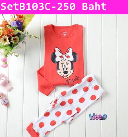 ชุดเสื้อกางเกง Minnie สีแดง