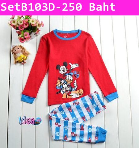 ชุดเสื้อกางเกง Mickey&Donald สีแดง