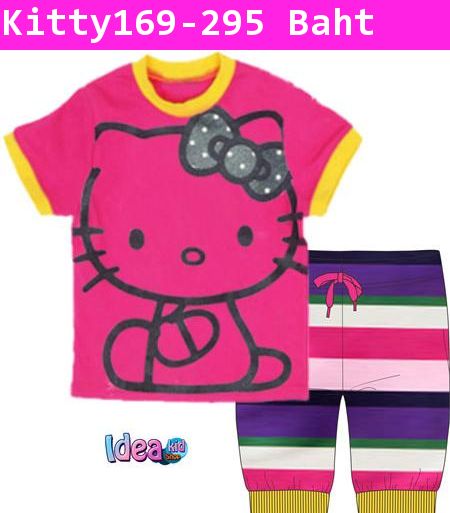 ชุดเสื้อกางเกง Kitty Rainbow โทนชมพู