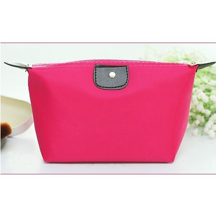 กระเป๋าเครื่องสำอาง-Longchamp-จิ๋ว-สีชมพูเข้ม