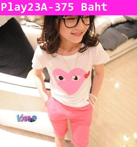 ชุดเสื้อกางเกง Play Pinko สีชมพู พร้อมเข็มขัด