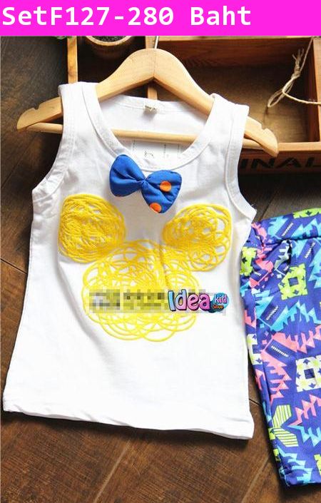 ชุดเสื้อกางเกง Minnie Streamy สีขาว