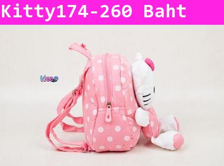 กระเป๋าเป้ Hello Kitty ลายจุดสีชมพูอ่อน