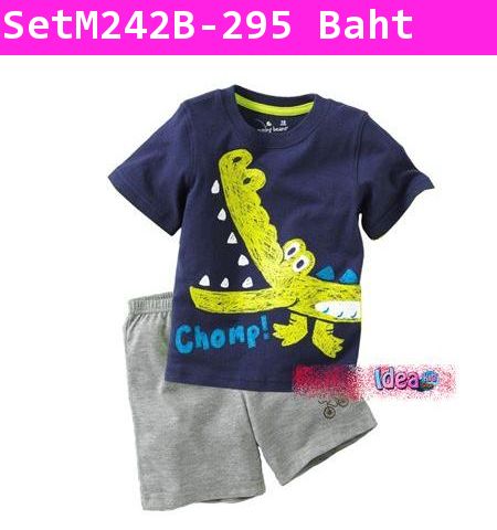 ชุดเสื้อกางเกง Croco Baby สีกรม