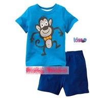 ชุดเสื้อกางเกง-Monkey-Funny-สีฟ้า