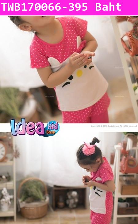 ชุดเสื้อกางเกง Hello Kitty Polka สีชมพู(ไต้หวัน)