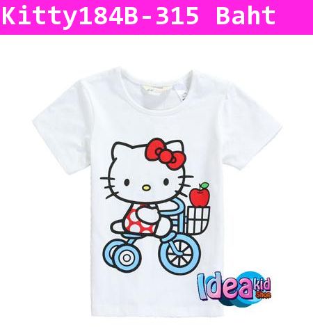 เสื้อยืด H&M Kitty และจักรยานแอปเปิ้ล สีขาว