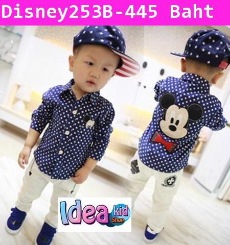 เสื้อเชิ้ต Mickey หล่อเนี๊ยบสีน้ำเงิน