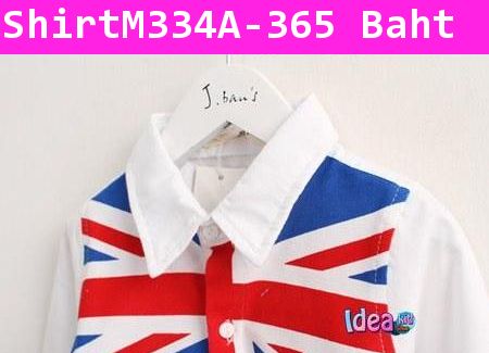 เสื้อเชิ้ตแขนยาว U.S.A. Flag สีขาว