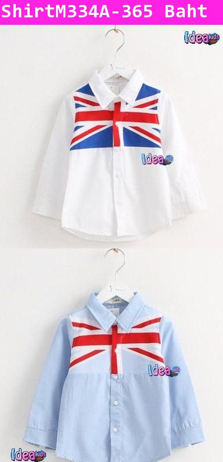 เสื้อเชิ้ตแขนยาว U.S.A. Flag สีขาว