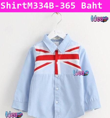 เสื้อเชิ้ตแขนยาว U.S.A. Flag สีฟ้า