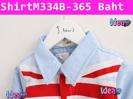 เสื้อเชิ้ตแขนยาว U.S.A. Flag สีฟ้า