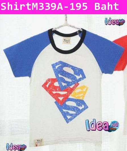 เสื้อแขนสั้น SuperMan 3 สี แขนน้ำเงิน