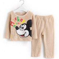 ชุดนอนเด็ก-Hi-Mickey-สีน้ำตาล