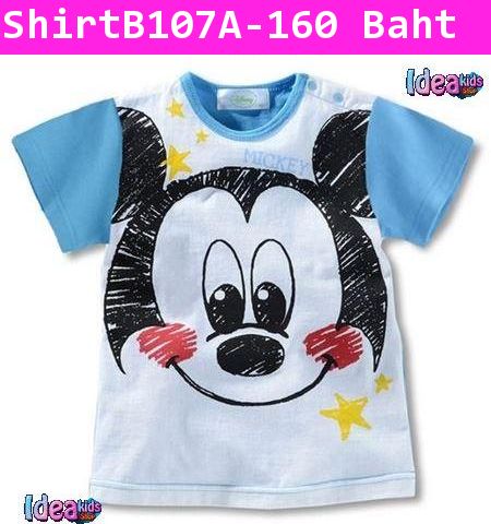 เสื้อยืดแขนสั้น Mickey Cute สีฟ้า