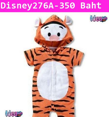 บอดี้สูทมีฮูดลายเสือ Tigger สีส้ม