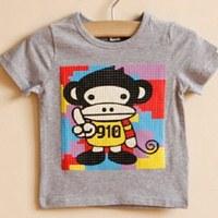 เสื้อยืดแขนสั้น-monkey910-สีเทา