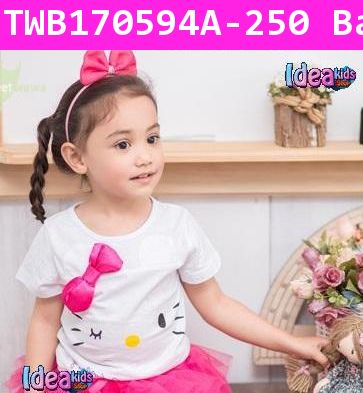 เสื้อยืดคุณหนู Hello Kitty Ribbon สีขาว (ไต้หวัน)