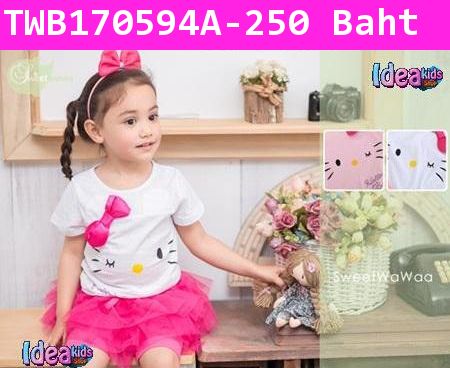 เสื้อยืดคุณหนู Hello Kitty Ribbon สีขาว (ไต้หวัน)