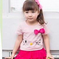 เสื้อยืดคุณหนู-Hello-Kitty-Ribbon-สีชมพู-(ไต้หวัน)