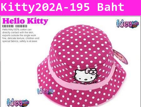 หมวกปีกกว้าง Kitty Dot สีชมพูเข้ม