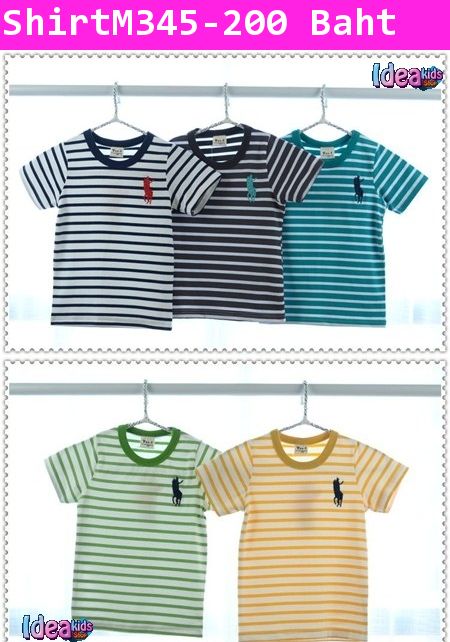 เสื้อยืดแขนสั้น Polo สุดเท่ห์ สีน้ำเงิน