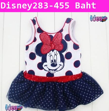 ชุดเสื้อกางเกง Minnie ลายจุด สีกรมท่า