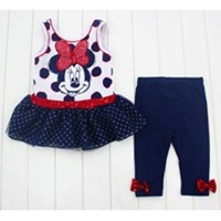 ชุดเสื้อกางเกง-Minnie-ลายจุด-สีกรมท่า