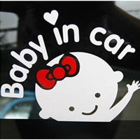 สติ๊กเกอร์-Baby-in-car-ติดรถยนต์ลายเด็กหญิง